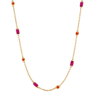 Molly Olivia Women's Pink / Purple / Yellow Stellar Necklace - Magneta & Orange