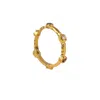 Molly Olivia Women's White / Brown / Gold Rainbow Ring - Smoky Quartz & White