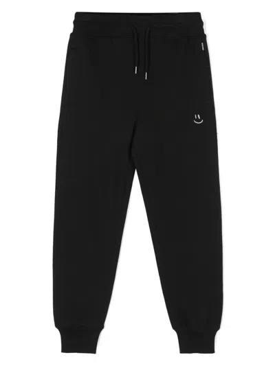 Molo Kids' Alvar Smile-embroidery Tracksuit Bottom In Black  