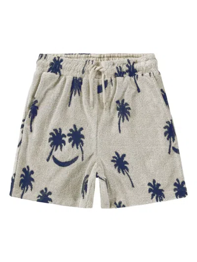 Molo Kids' Abay Palm-tree Terry Shorts In Multi