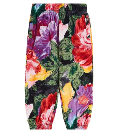 Molo Kids' Adan Floral Cotton Sweatpants In Multicoloured
