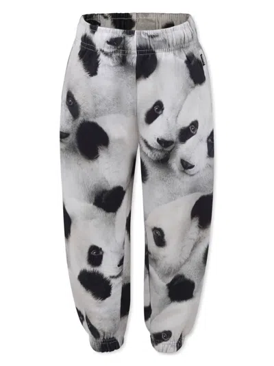 Molo Kids' Adan Giant Panda Track Pants In 白色