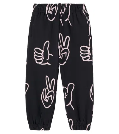Molo Kids' Adan Printed Cotton Jersey Sweatpants In Black