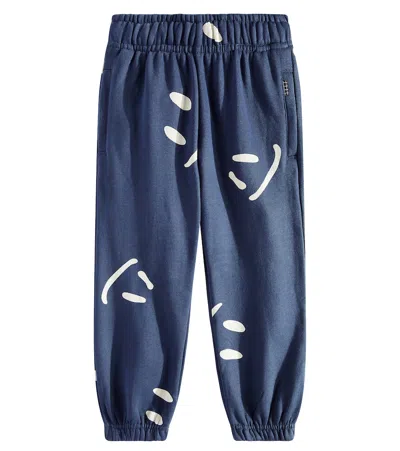 Molo Kids' Adan Printed Cotton Sweatpants In Blue