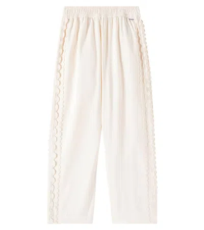 Molo Kids' Adelyn Lace-trimmed Cotton Pants In Yellow