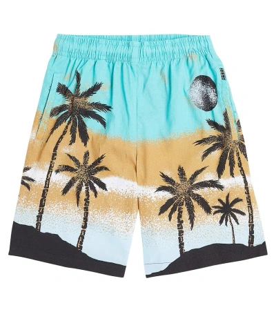 Molo Kids' Adi Printed Cotton Shorts In Holiday Island