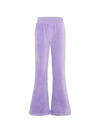 Molo Kids' Adoria Velvet Flared Track Pants In Purple
