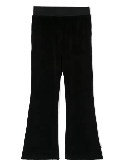 Molo Kids' Adoria Velvet Wide-leg Trousers In 黑色