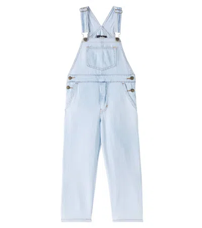 Molo Kids' Aer Denim Overalls In Bleached Drapy