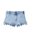 Molo Agnetha Ruffled Denim Shorts In Blue