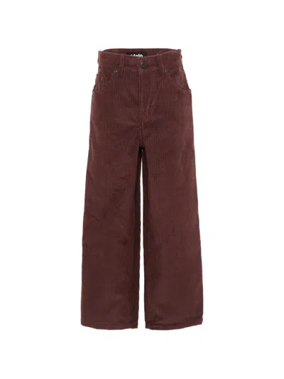Molo Kids' Aiden Corduroy-effect Trousers In Burgundy