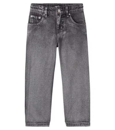 Molo Kids' Aiden Faded Wide-leg Jeans In Gray