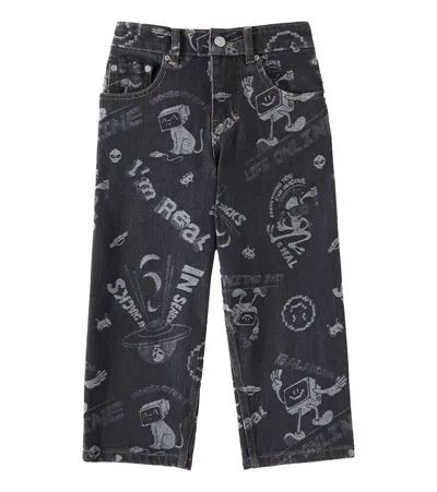 Molo Kids' Aiden Jacquard Jeans In Black