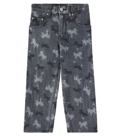 Molo Kids' Aiden Jacquard Straight Jeans In Black