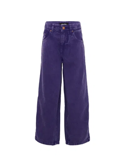 Molo Kids' Aiden Wide-leg Jeans In Purple