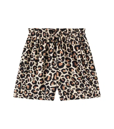Molo Kids' Aisia Leopard-print Shorts In Braun