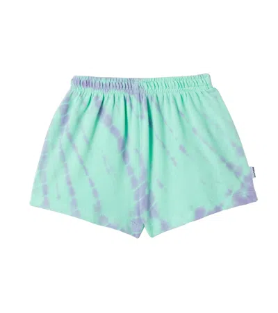 Molo Kids' Akima Tie-dye Cotton Shorts In Ocean Tie Dye