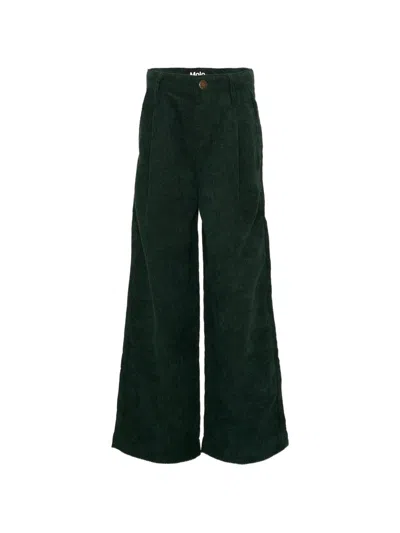 Molo Kids' Alaine Corduroy-effect Pleated Trousers In Green