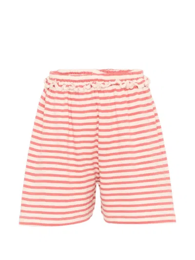 Molo Kids' Alexis Stripe-pattern Ruffled Shorts In Pink