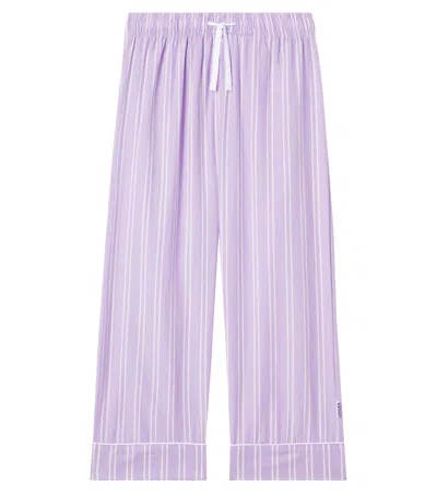 Molo Kids' Alfrida Striped Cotton Wide-leg Pants In Purple