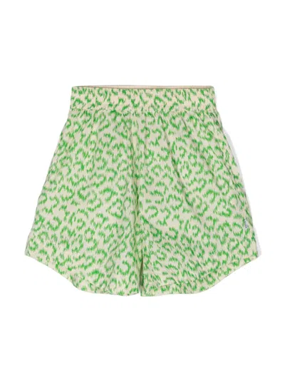 Molo Kids' Alice Cotton Shorts In Green