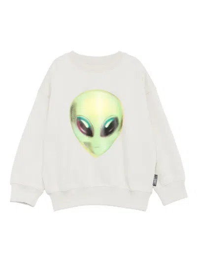 Molo Kids' Alien-face Sweatshirt In White