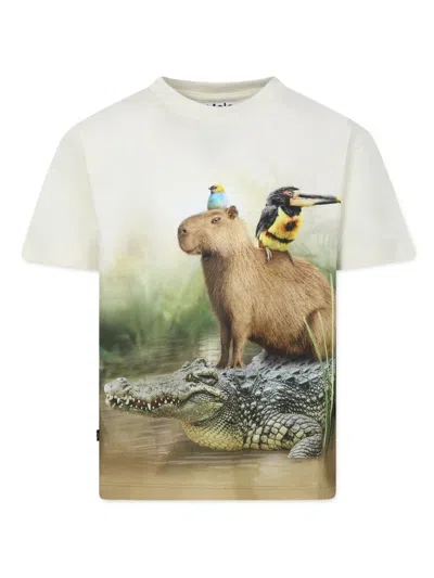 Molo Kids' All-over Printed T-shirt In 白色