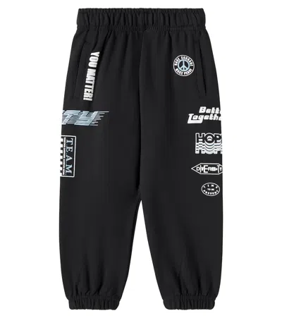 Molo Kids' Allen Printed Cotton Jersey Sweatpants In Black