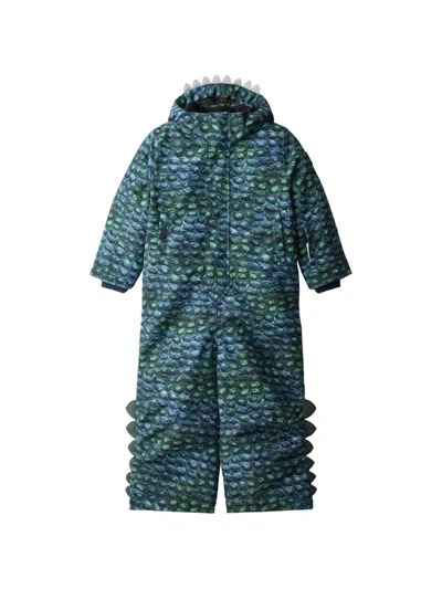Molo Kids' Allosaurus-print Hooded Snowsuit In Multi