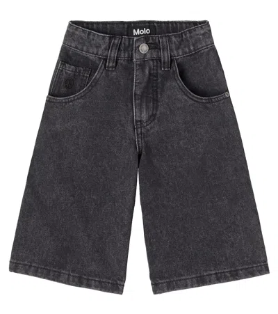Molo Kids' Alphie Denim Bermuda Shorts In Black