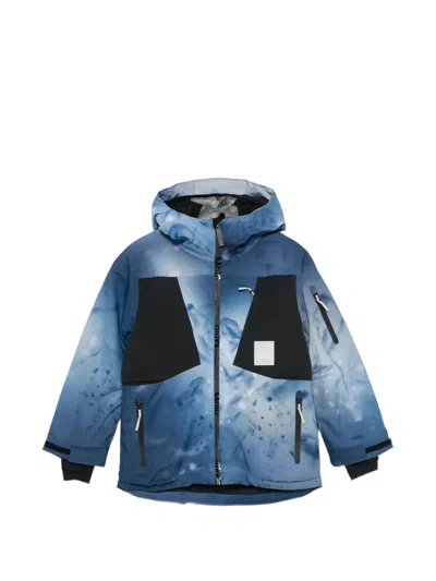 Molo Kids' Alpine Graphic-print Hooded Jacket In Blue