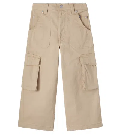 Molo Kids' Alter Cotton-blend Canvas Cargo Pants In Brown
