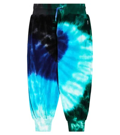 Molo Kids' Alvar Tie-dye Cotton Sweatpants In Blue