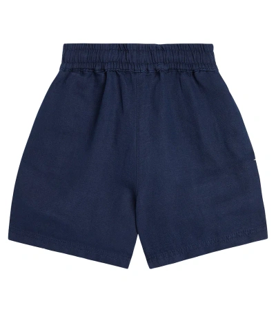 Molo Kids' Amal Linen And Cotton Shorts In Blue