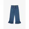Molo Amara Ruffled-cuffs Denim-blend Trousers 4-12 Years Blue Vintag In Blue