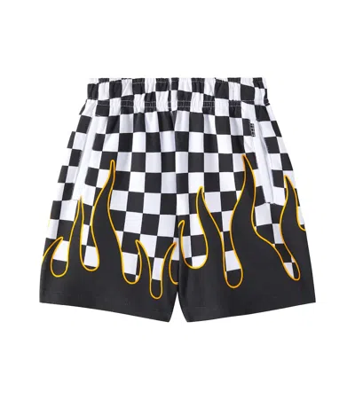 Molo Kids' Amil Checked Cotton Jersey Bermuda Shorts In Black