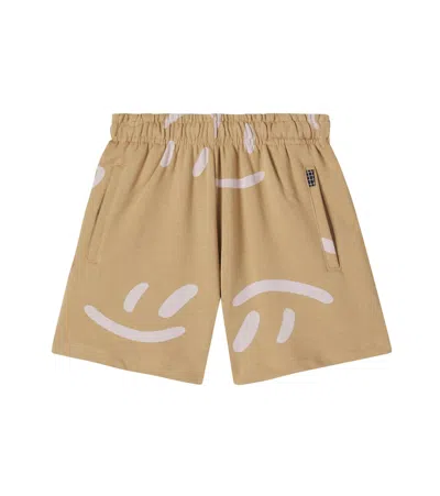 Molo Kids' Amil Printed Cotton Jersey Shorts In Brown
