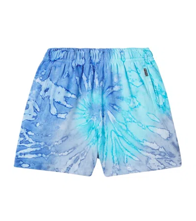 Molo Kids' Amil Tie-dye Cotton Jersey Shorts In Aqua Dye