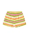 Molo Girl's Angel Striped Cotton Terry Shorts In 绿色