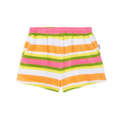 Molo Kids' Angel Striped Cotton-blend Terry Shorts In Multicoloured
