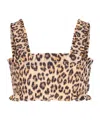 Molo Leopard Print Cotton Poplin Crop Top In Brown