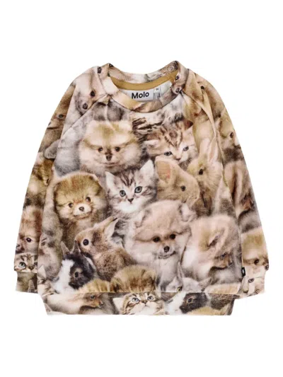 Molo Kids' Animal-print Sweatshirt In Brown