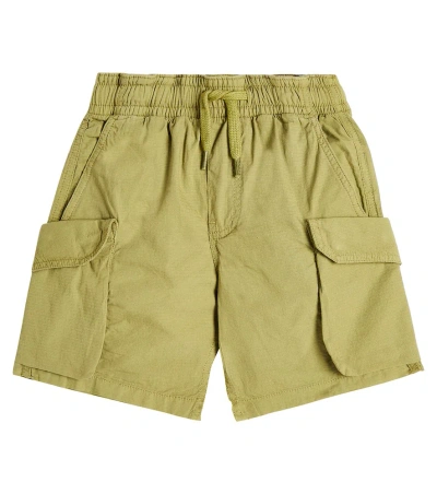 Molo Kids' Argod Cotton Cargo Shorts In Green