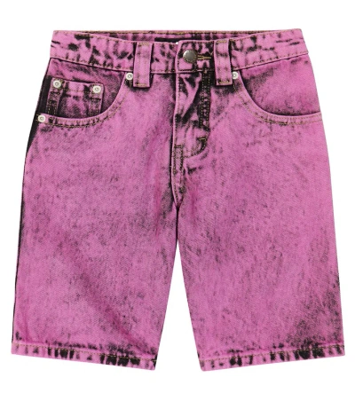 Molo Kids' Art Denim Bermuda Shorts In Pink