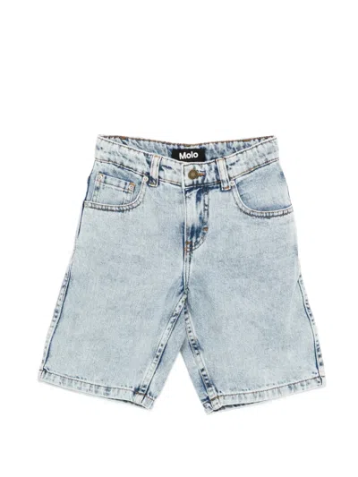 Molo Kids' Art Denim Shorts In Blue