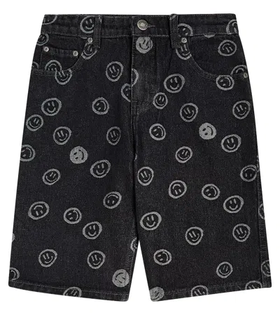 Molo Kids' Art Printed Cotton Shorts In Black