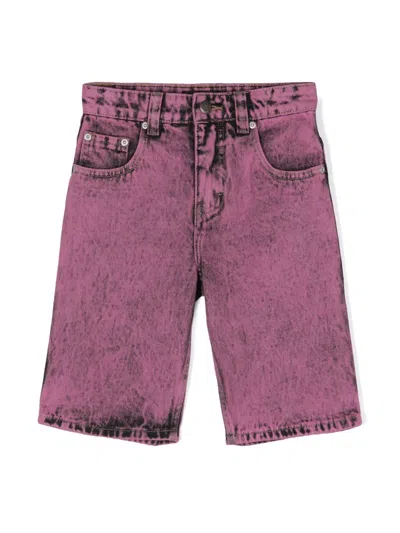 Molo Kids' Art Washed-denim Shorts In Pink