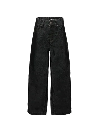 Molo Kids' Aska Corduroy-effect Straight-leg Trousers In Black