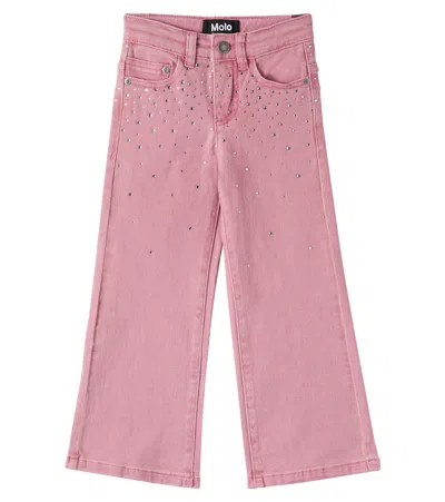 Molo Kids' Asta Crystal-embellished Jeans In Pink