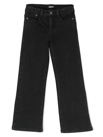 Molo Kids' Asta Washed Flared Trousers In Black